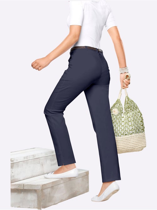 Jean femme taille haute avec ceinture élastique et fentes cheville - Taille courte - Moda Vilona - Kiabi