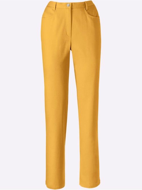 Jean femme taille haute avec ceinture élastique et fentes chevilles - Taille courte - Moda Vilona - Kiabi