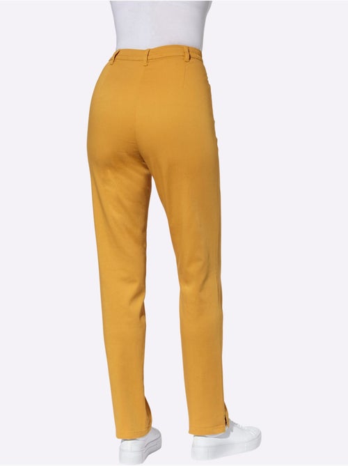 Jean femme taille haute avec ceinture élastique et fentes chevilles - Taille courte - Moda Vilona - Kiabi