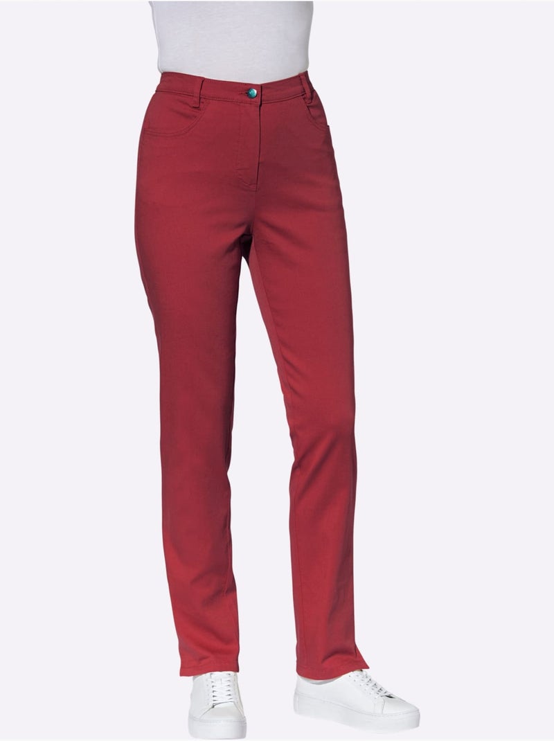 Jean femme taille haute avec ceinture élastique et fentes chevilles - taille standard - moda vilona Noir Bordeaux - Kiabi