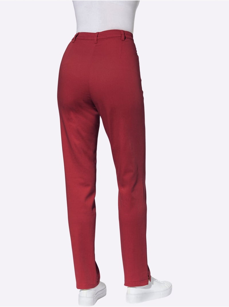 Jean femme taille haute avec ceinture élastique et fentes chevilles - taille standard - moda vilona Noir Bordeaux - Kiabi