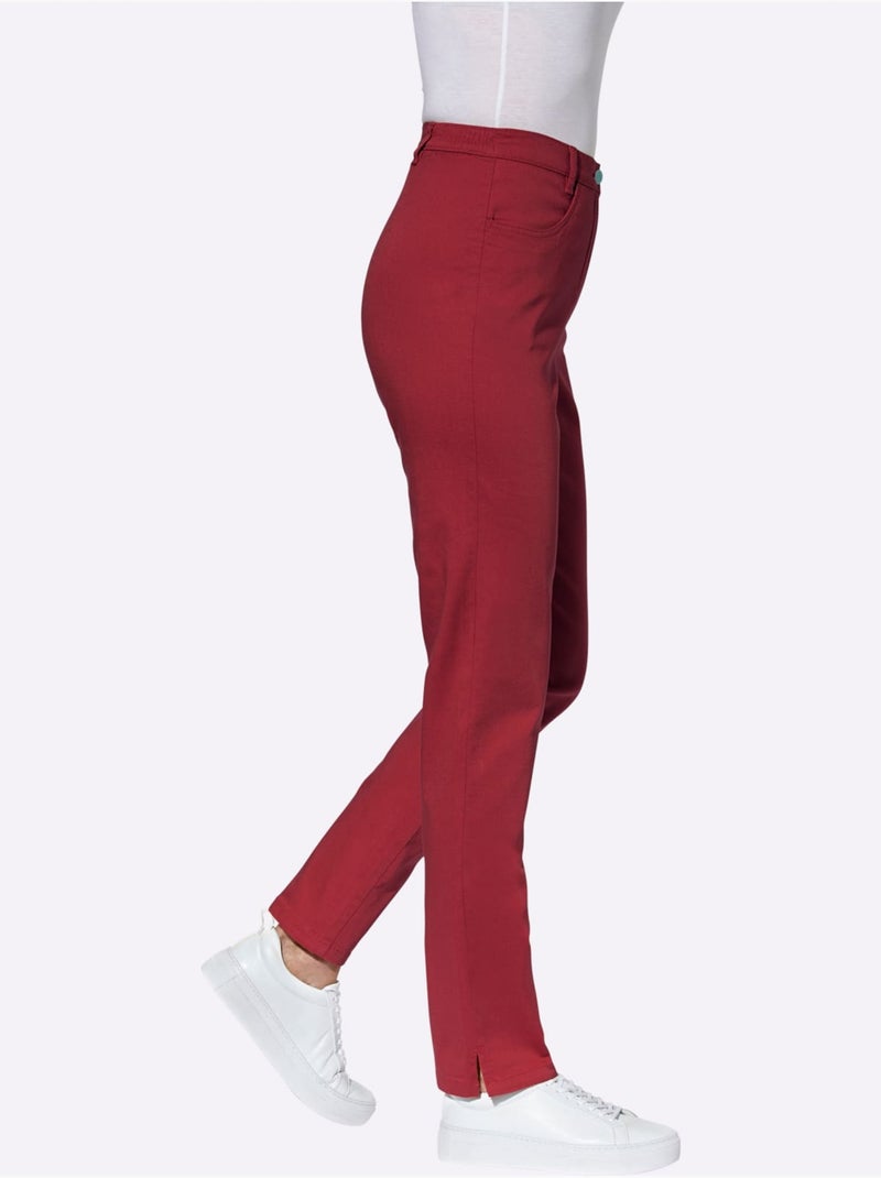 Jean femme taille haute avec ceinture élastique et fentes chevilles - taille standard - moda vilona Noir Bordeaux - Kiabi