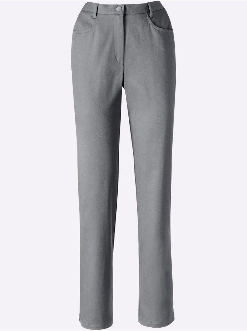 Jean femme taille haute avec ceinture élastique et poches - Taille courte - Moda Vilona Gris - Kiabi