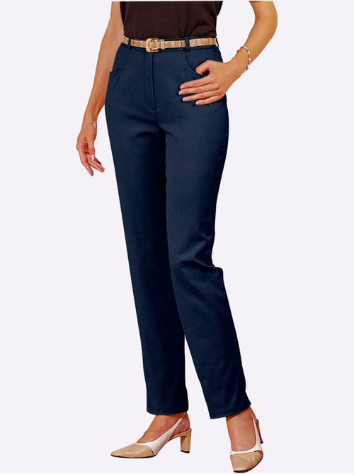 Jean femme taille haute avec ceinture élastique et poches - Taille standard - Moda Vilona - Kiabi