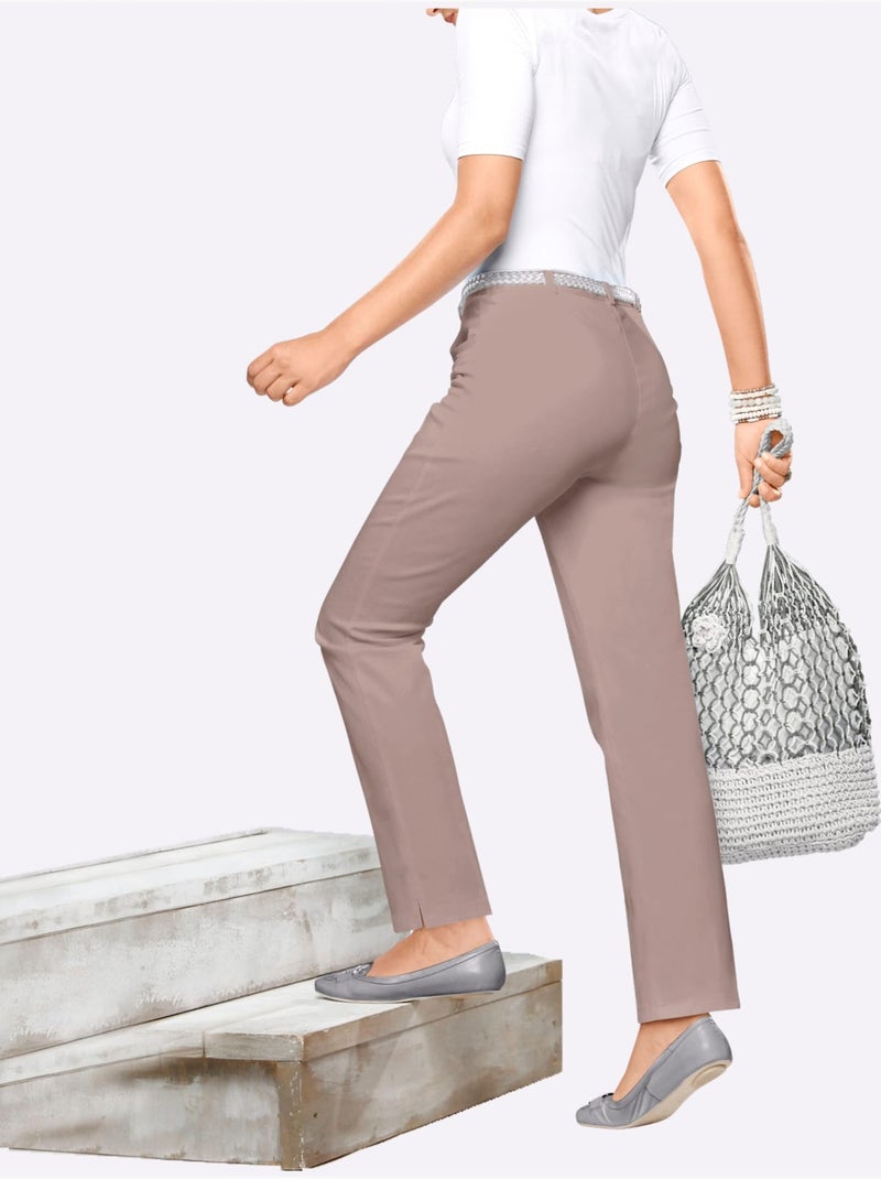 Jean femme taille haute avec ceinture élastique et poches - Taille standard - Moda Vilona Rose - Kiabi