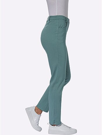 Jean femme taille haute avec ceinture élastique et poches avant - Taille courte - Moda Vilona