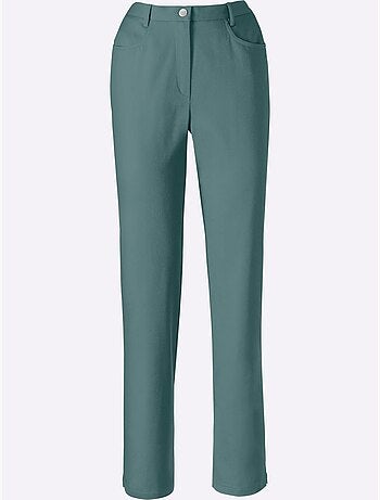 Jean femme taille haute avec ceinture élastique et poches avant - Taille courte - Moda Vilona