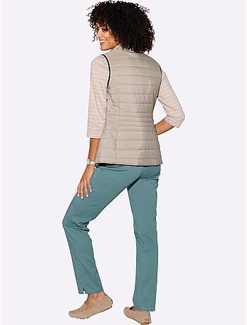 Jean femme taille haute avec ceinture élastique et poches avant - Taille courte - Moda Vilona