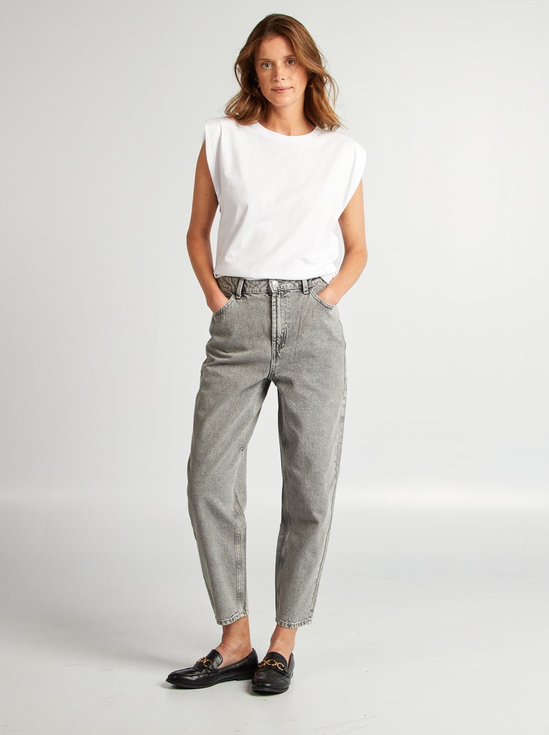 Jean fit barrel Gris - Kiabi