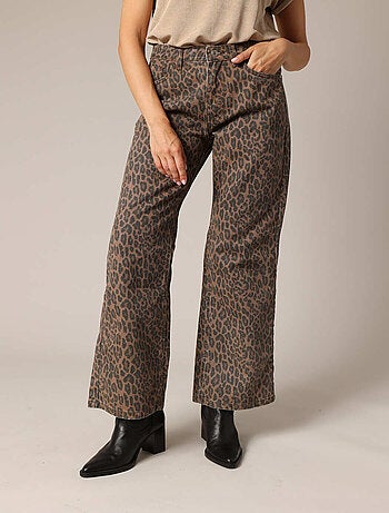 Jean flare 100% coton à motif léopard tendance 'Deeluxe'