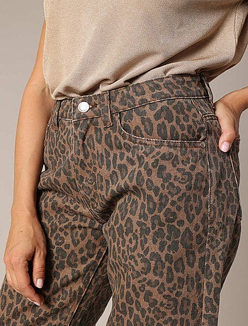 Jean flare 100% coton à motif léopard tendance 'Deeluxe'