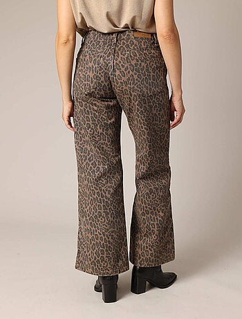 Jean flare 100% coton à motif léopard tendance 'Deeluxe'