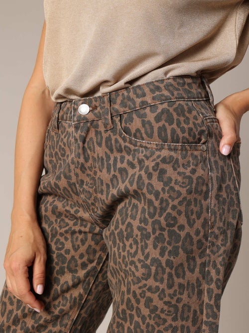 Jean flare 100% coton à motif léopard tendance 'Deeluxe' - Kiabi