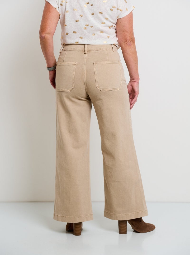 Jean flare avec poches plaquées Beige - Kiabi
