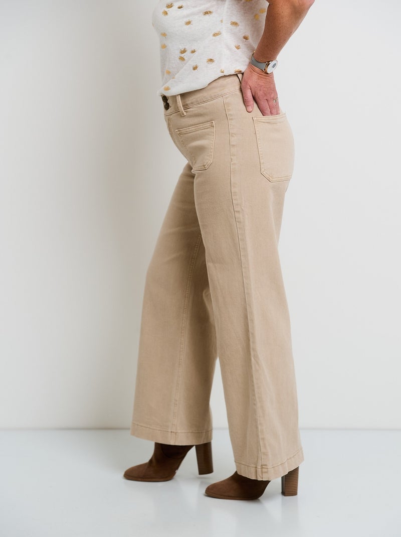 Jean flare avec poches plaquées Beige - Kiabi