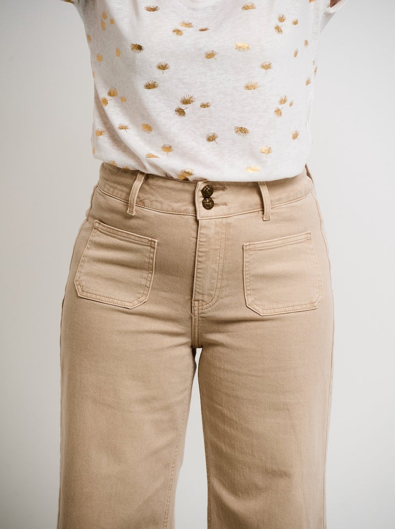 Jean flare avec poches plaquées Beige - Kiabi
