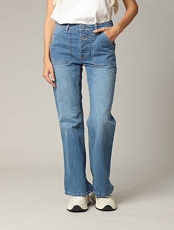 Jean flare en denim bleu avec braguette à fermeture à glissière 'Deeluxe'