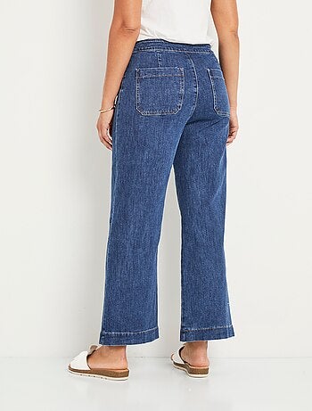 Jean flare extensible taille effet pont