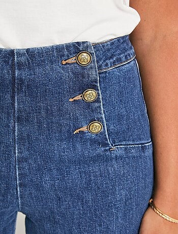 Jean flare extensible taille effet pont