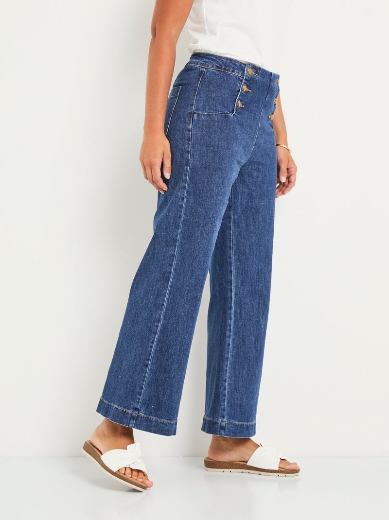 Jean flare extensible taille effet pont Bleu foncé - Kiabi