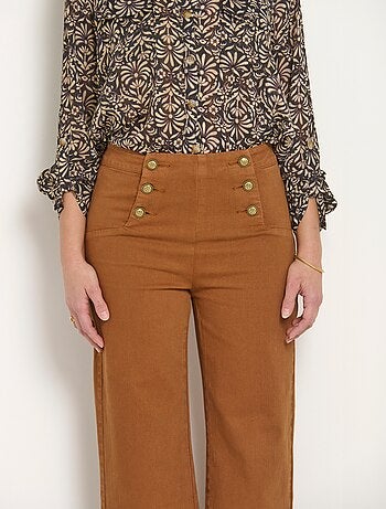 Jean flare extensible taille effet pont