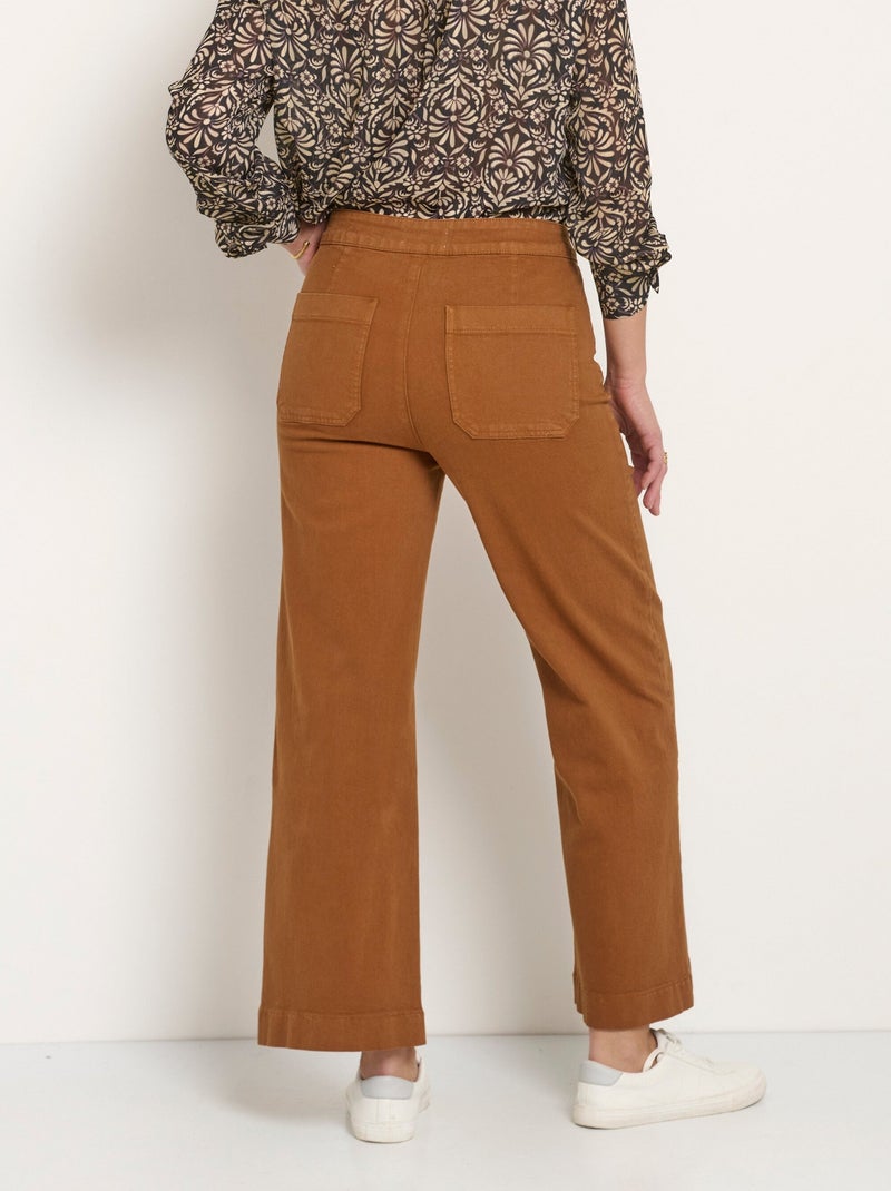 Jean flare extensible taille effet pont Camel - Kiabi