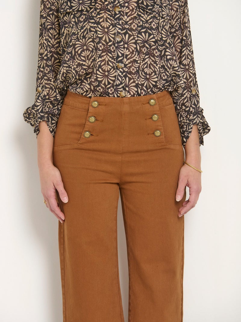 Jean flare extensible taille effet pont Camel - Kiabi