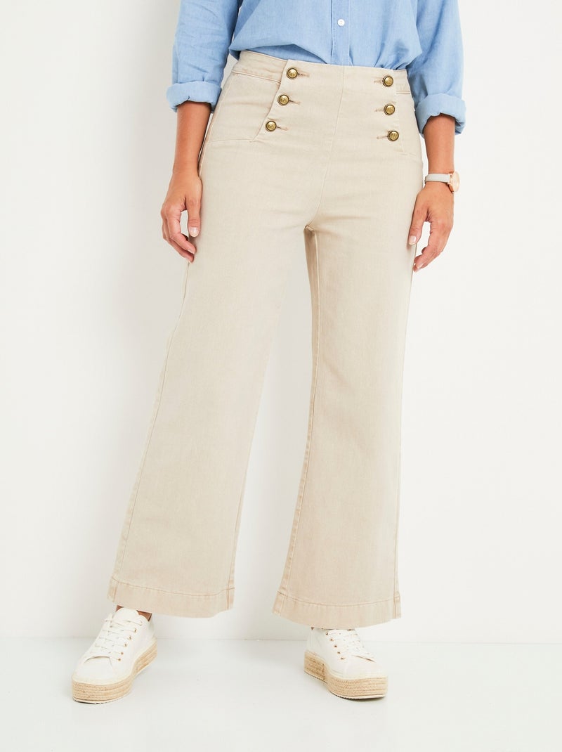 Jean flare extensible taille effet pont Ecru - Kiabi
