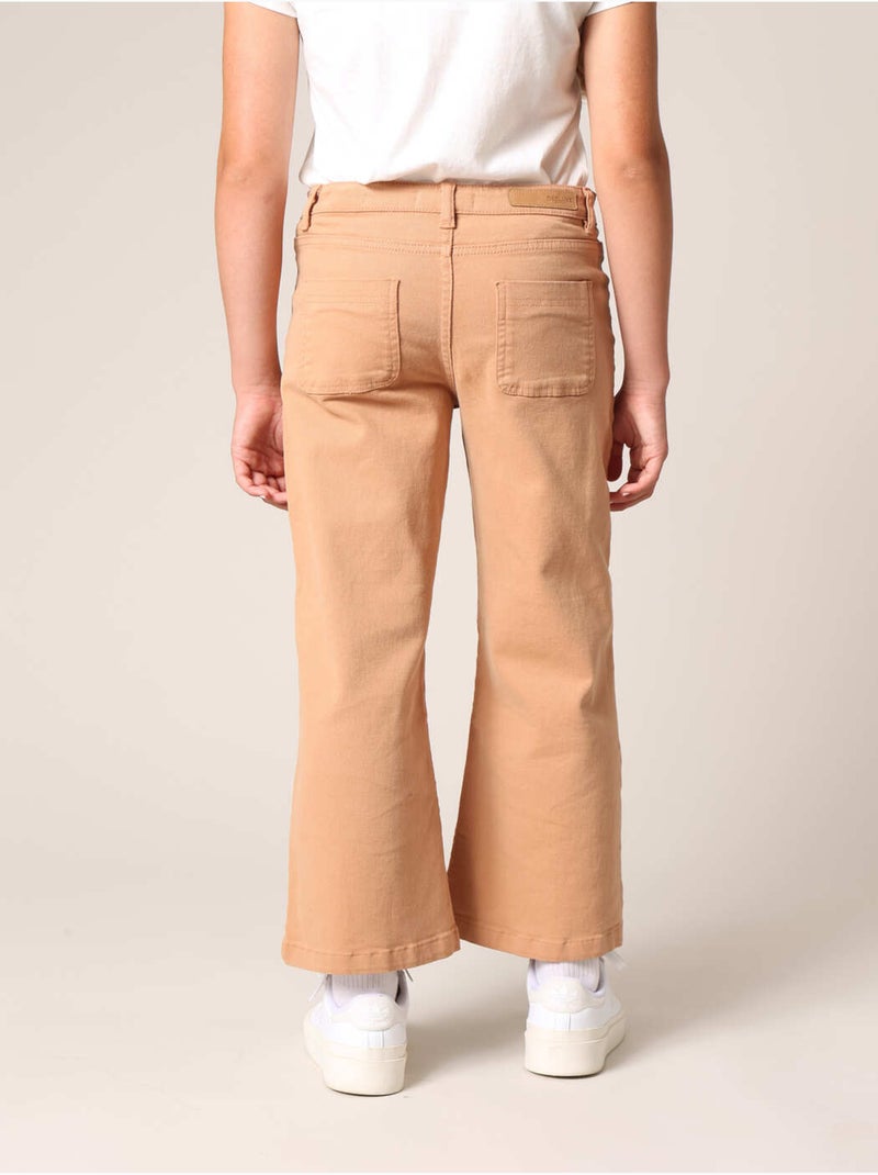 Jean flare fille à poches plaquées. 'Deeluxe' Marron cappuccino - Kiabi