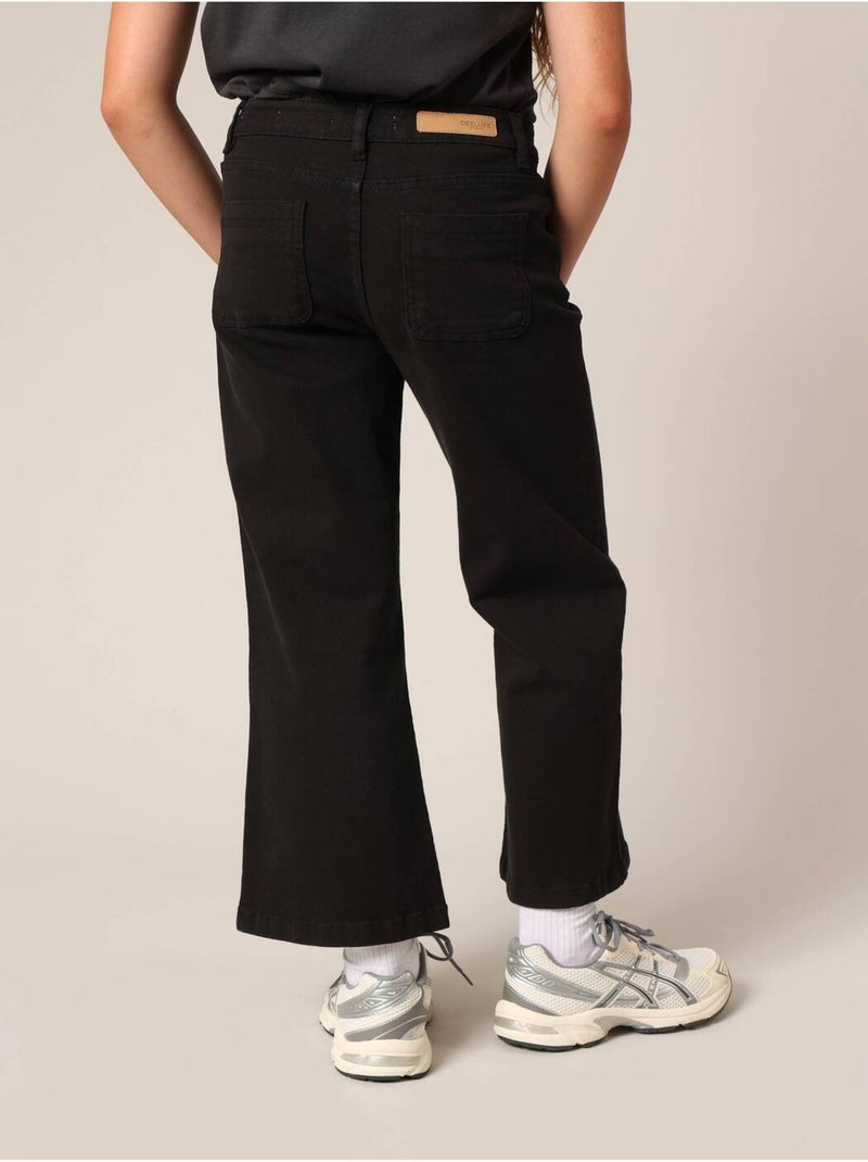 Jean flare fille à poches plaquées. 'Deeluxe' Noir - Kiabi