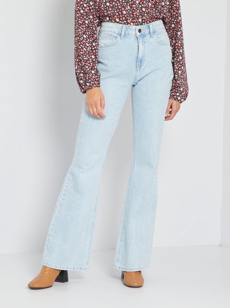 Jean flare taille haute Bleu clair - Kiabi