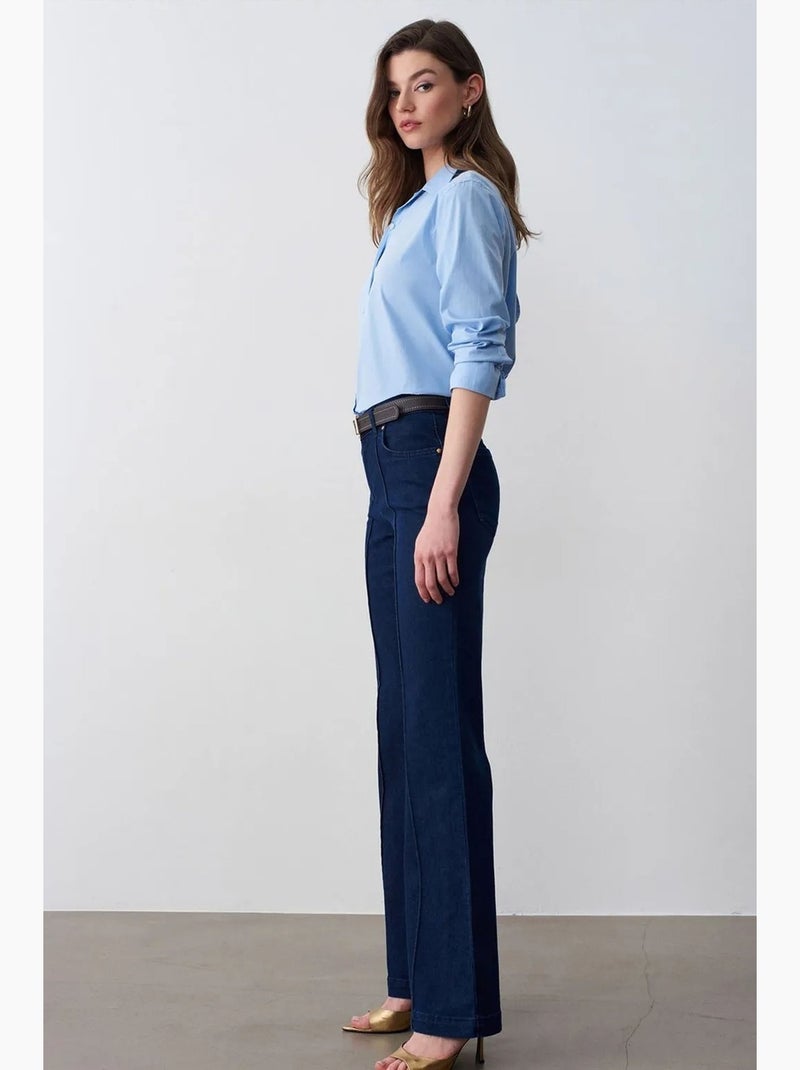 Jean flare taille haute dilvin Bleu outremer - Kiabi