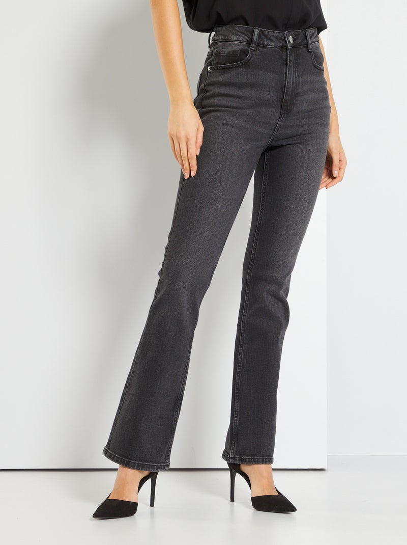 Jean flare taille haute noir - Kiabi