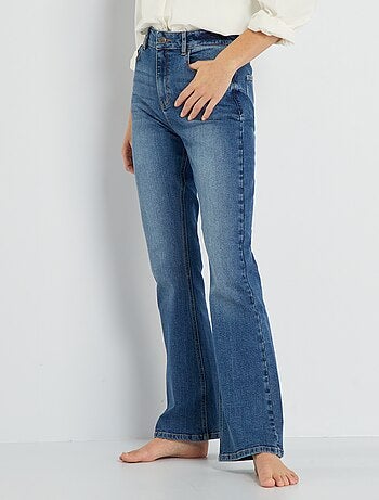 Pantalon jean stone slim légèrement extensible 4 poches braguette zippée  surmontée d'un bouton. - MOLLI + CO