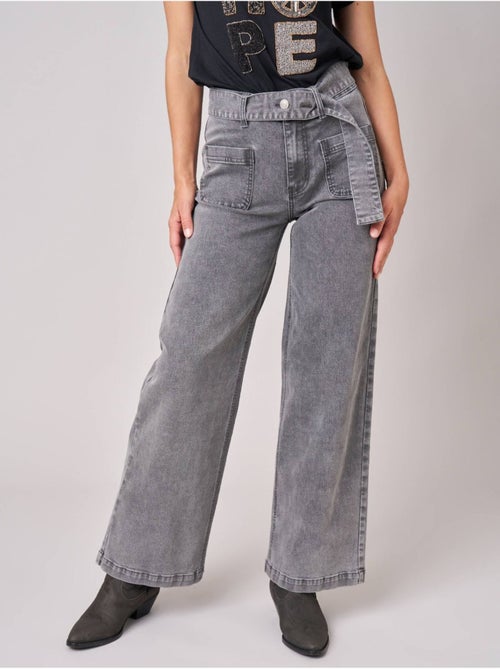 Jean gris wide leg femme 'deeluxe' - Kiabi