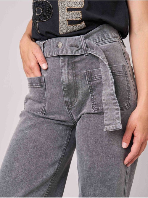 Jean gris wide leg femme 'deeluxe' - Kiabi