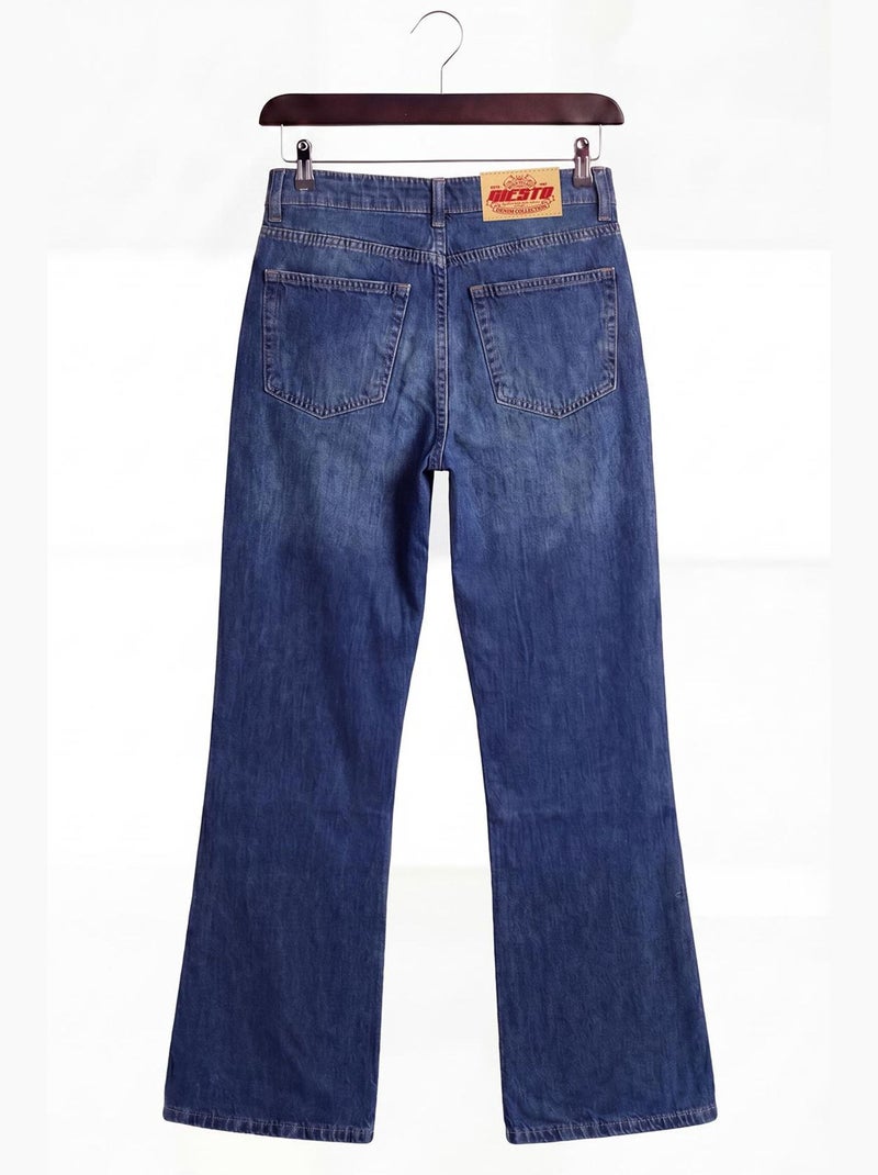 Jean homme taille mi-haute à jambe évasée giesto Bleu saphir - Kiabi