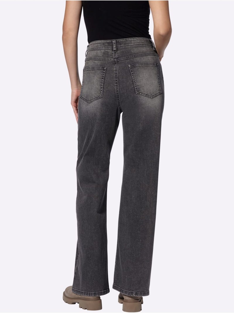 Jean Jambes Larges Mode - Taille Standard - Helline Bleu denim - Kiabi