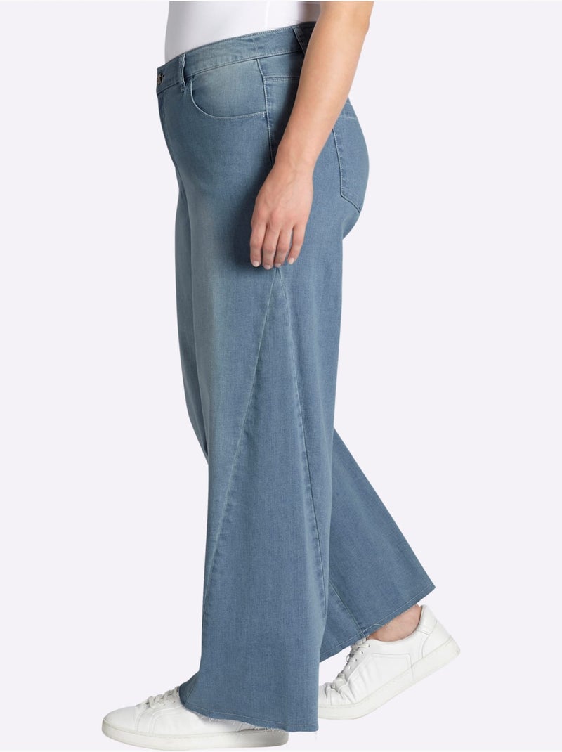 Jean Jambes Larges Mode - Taille Standard - Sheego Bleu Blanc - Kiabi