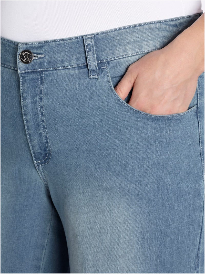 Jean Jambes Larges Mode - Taille Standard - Sheego Bleu Blanc - Kiabi