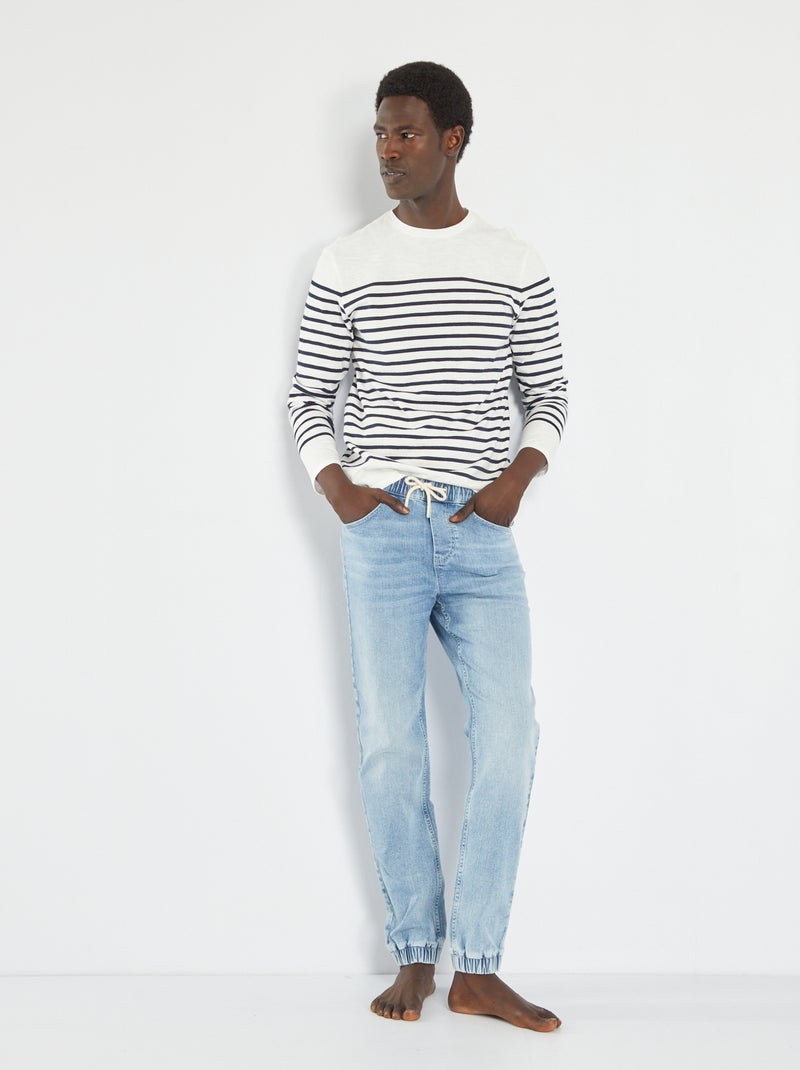 Jean Jogger à taille élastiquée Bleu triple stone - Kiabi