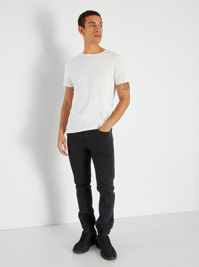 Jean Jogger à taille élastiquée Gris noir - Kiabi