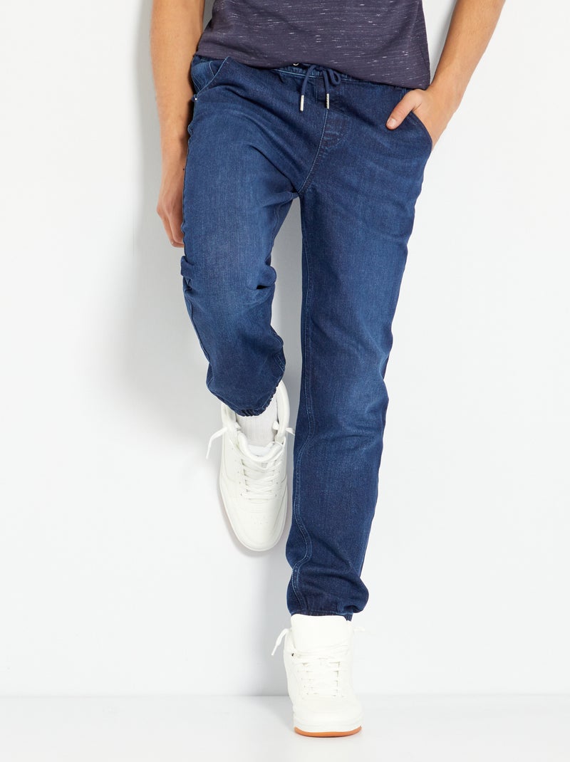 Jean jogger bleu brut - Kiabi