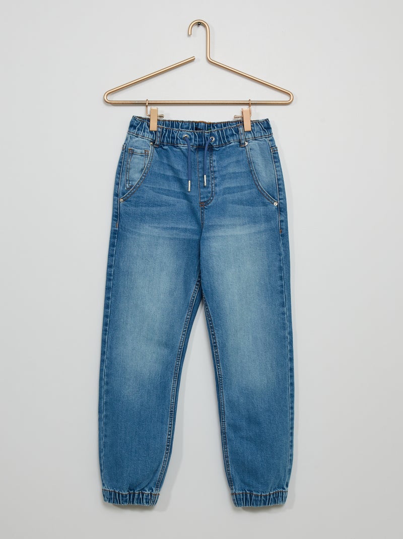 Jean jogger bleu double stone - Kiabi