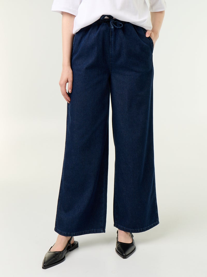 Jean large à la taille élastiquée Bleu - Kiabi