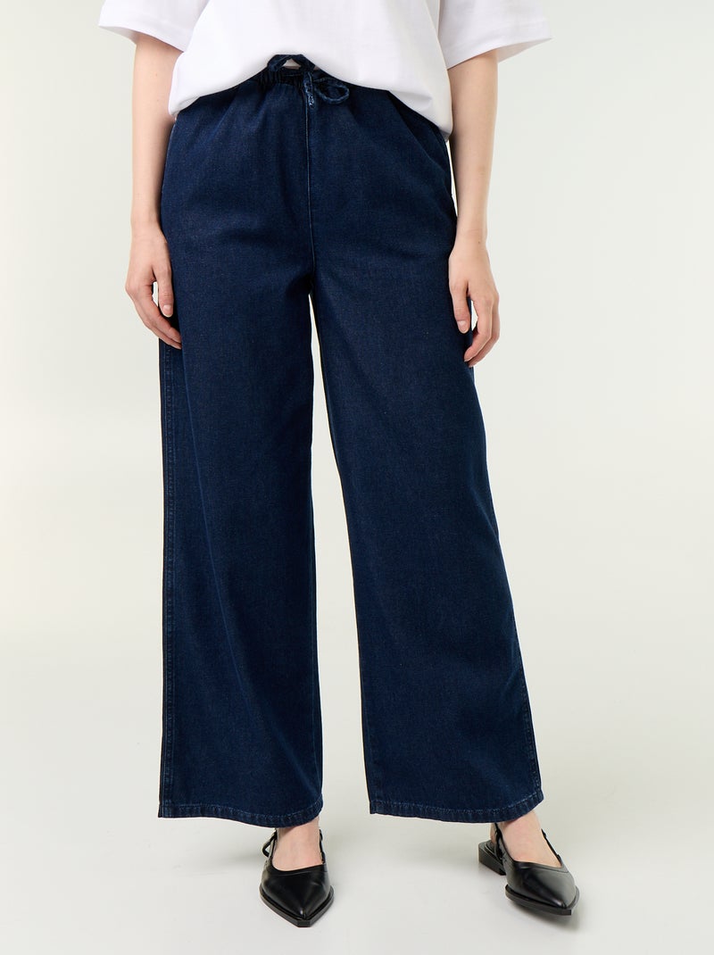 Jean large à la taille élastiquée Bleu - Kiabi
