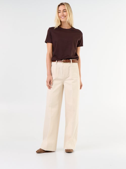 Jean large à taille haute avec poches plaquées - Kiabi