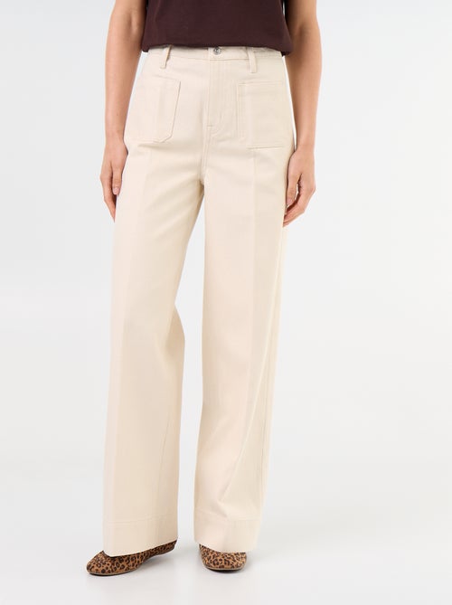 Jean large à taille haute avec poches plaquées - Kiabi