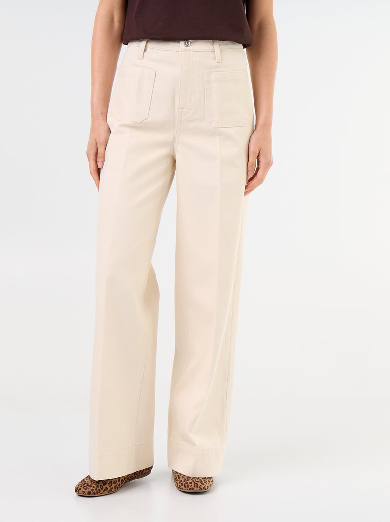 Jean large à taille haute avec poches plaquées Blanc - Kiabi
