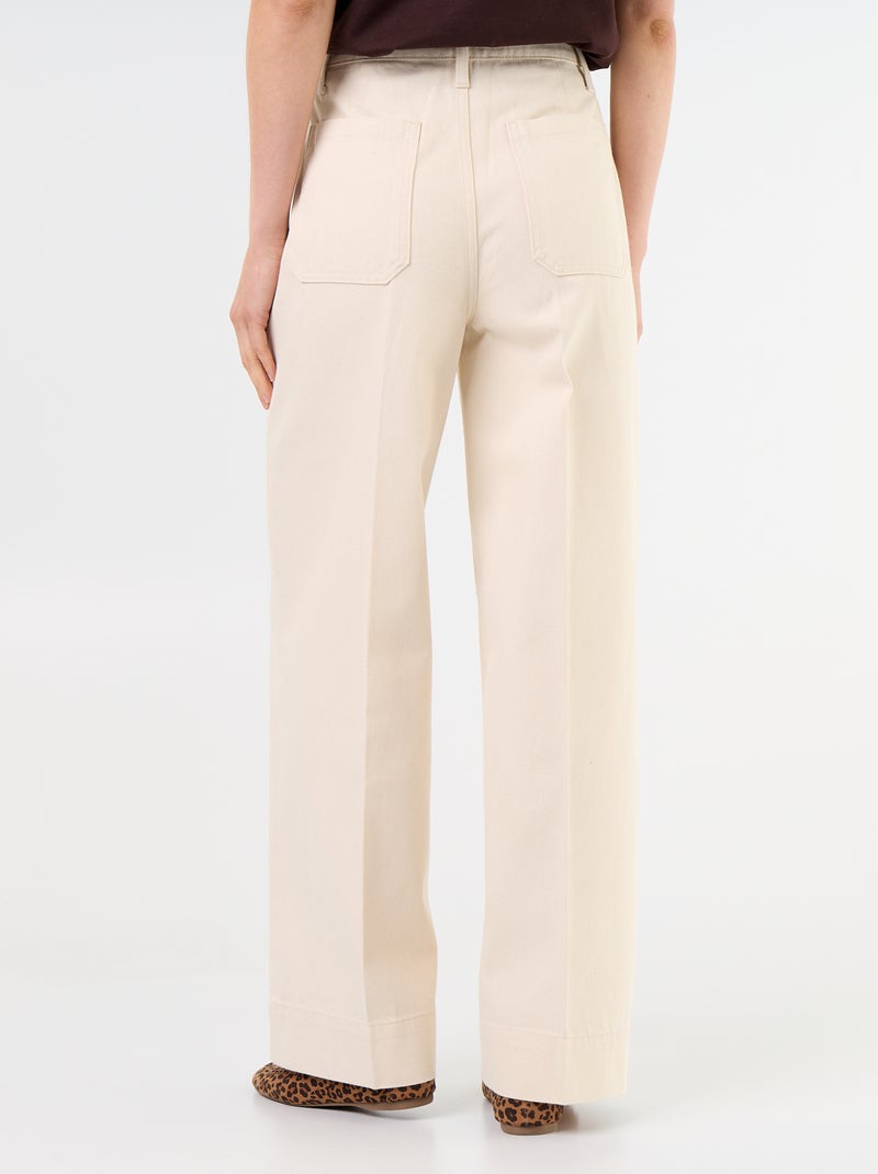 Jean large à taille haute avec poches plaquées Blanc - Kiabi